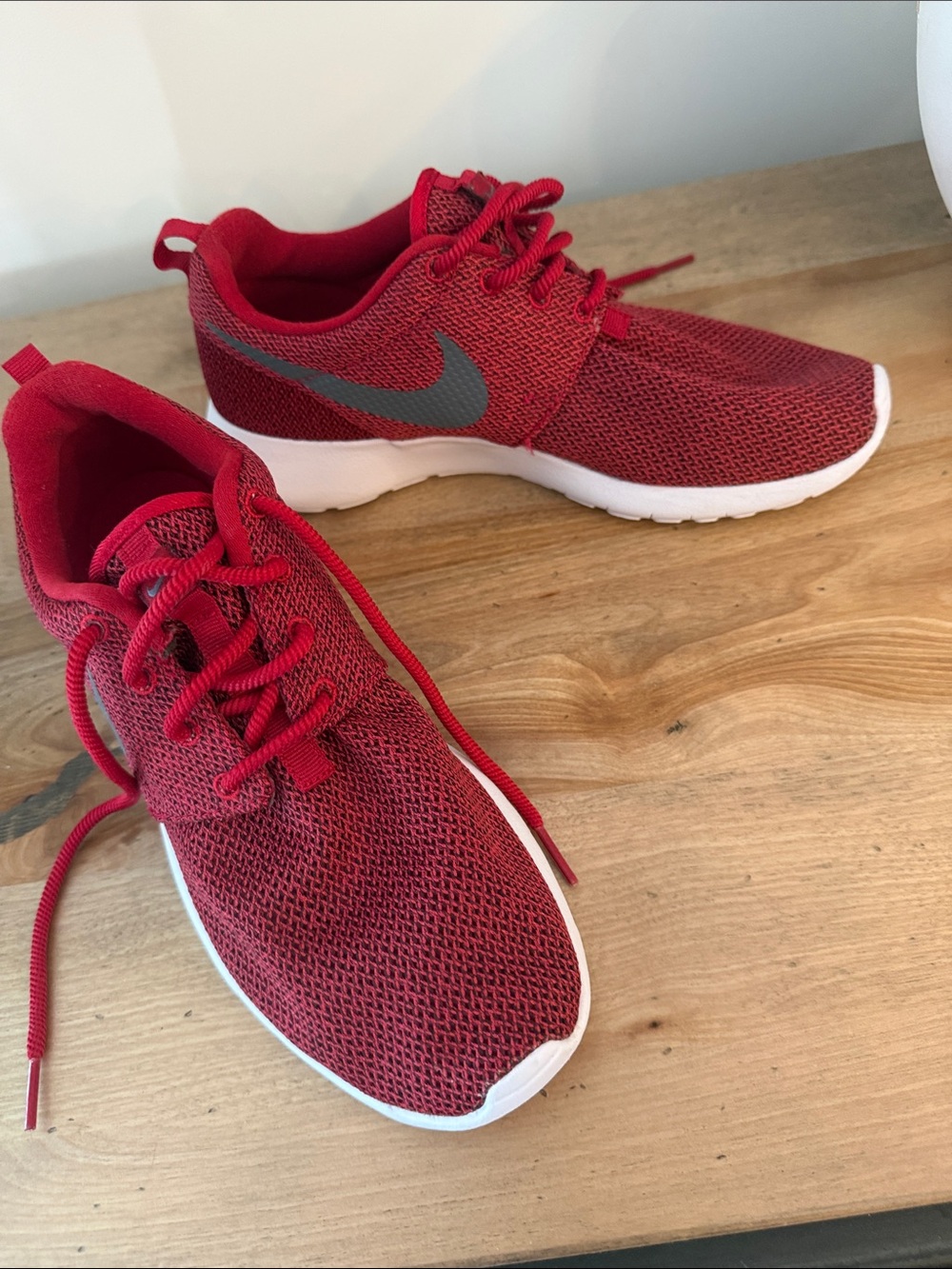 Nike Red Mesh Sneakers with Gray Swoosh